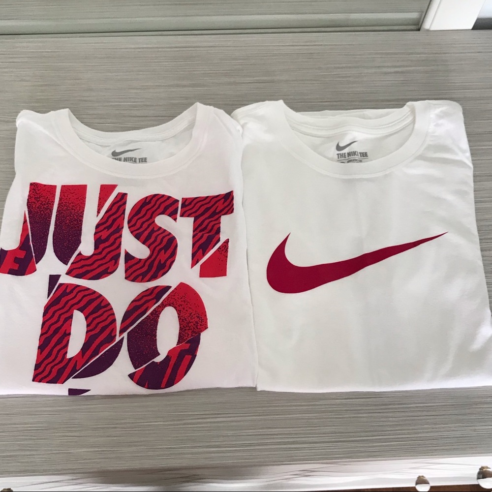 Set of 2 Nike White Tees with Logo & Just Do It M